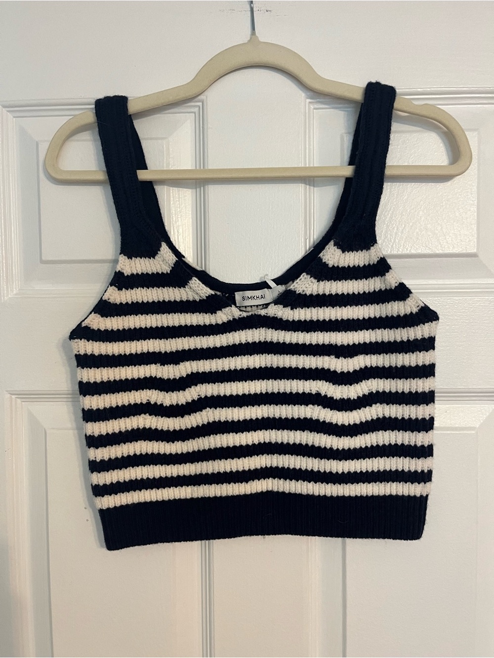 NWT SIMKHAI Navy and  White Striped Knit Tank Sweater